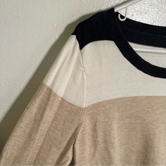 Liz Claiborne Scoop Neck Sweater Colorblock Stripes L - Picture 4 of 8